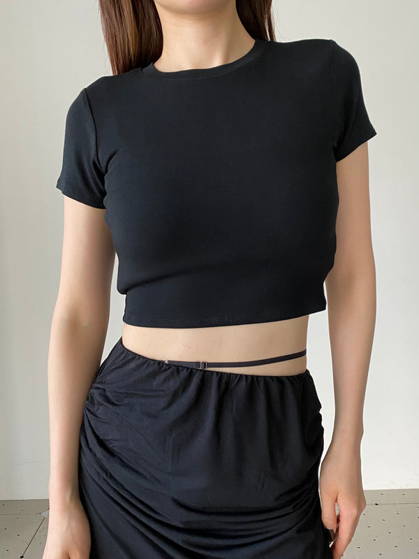 COLLAGEN CROPPED TEE BLACK