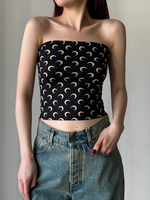 RECYCLED MOON JERSEY SS TUBE TOP BLACK