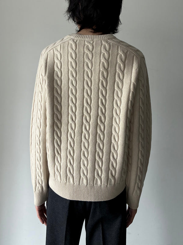 【264-MRT0047-YA0351-448】RAGLAN CABLE CREW OFFWHITE