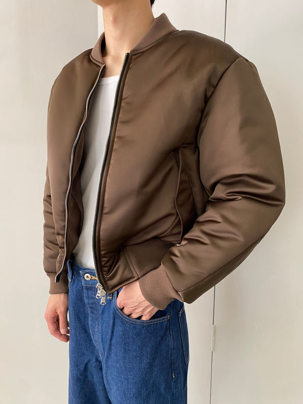 MAX SATIN PILLOW BOMBER JACKET BROWN