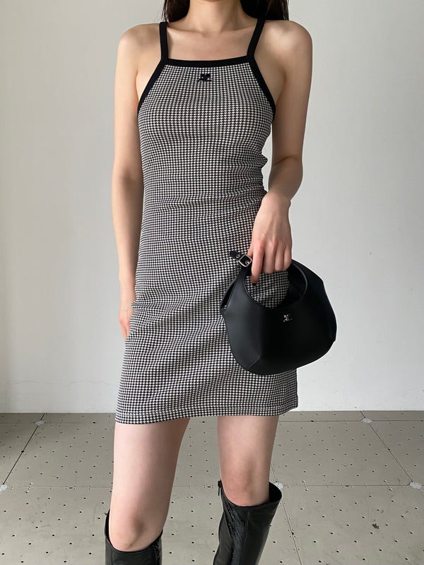 CONTRAST MINI DRESS BLACK