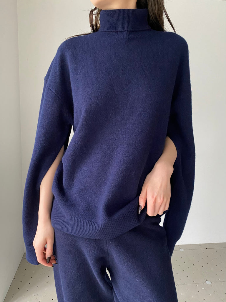 LAM WOOL TURTLE KNIT NAVY