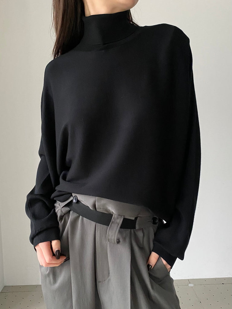 WOOL SILK TURTLE KNIT BLACK