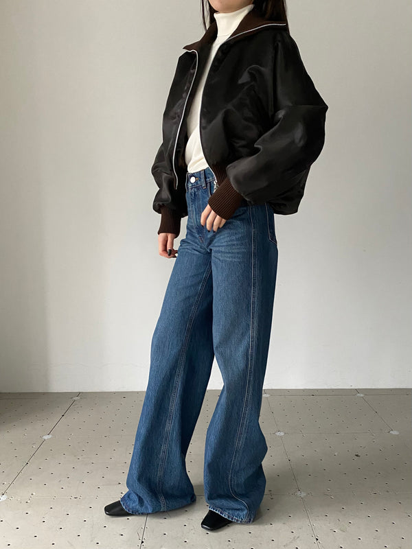 WIDE LEG DENIM PANTS BLUE