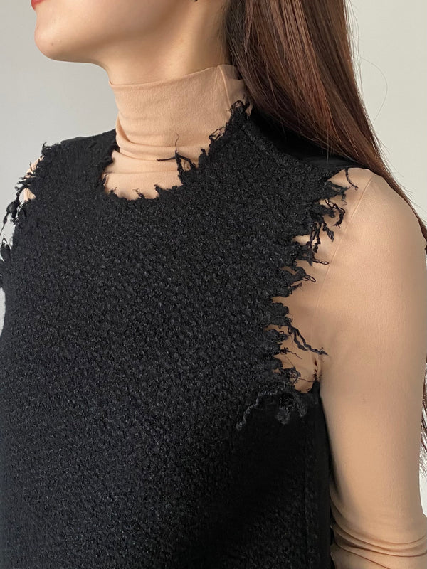 SLVS CN KNITTED TOP BLACK