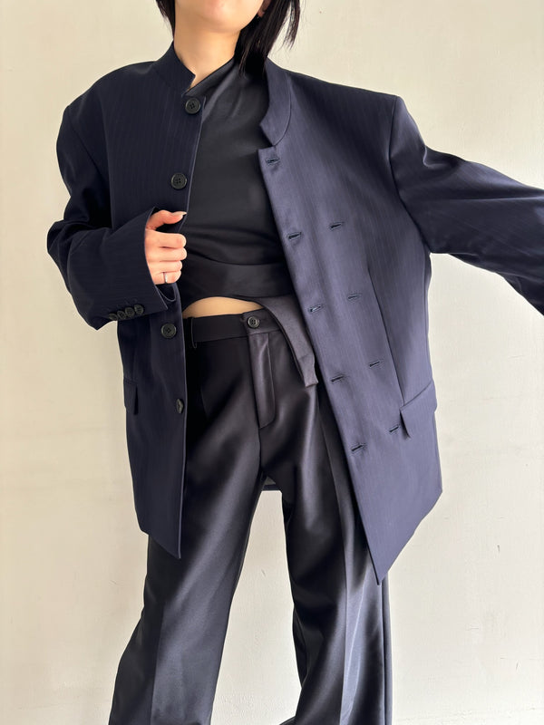 PINSTRIPE MAO JACKET NAVY