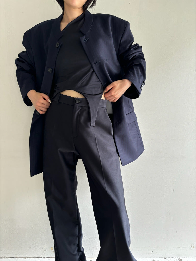 PINSTRIPE MAO JACKET NAVY