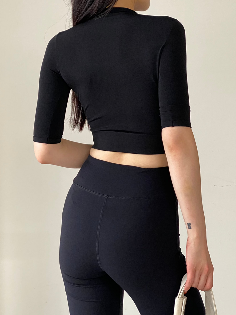 CROPPED CREWNECK TOP BLACK