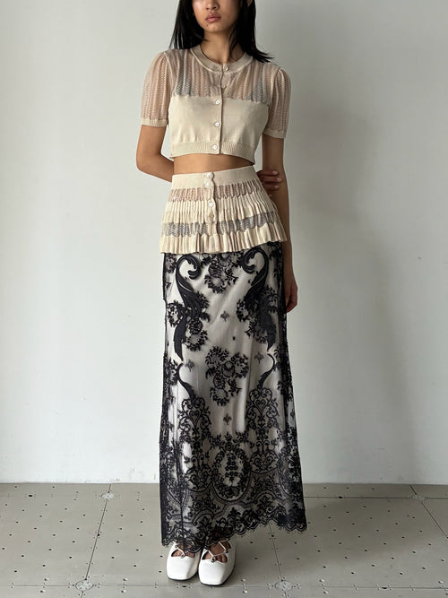 EMBROIDERED LACE SKIRT BLACK