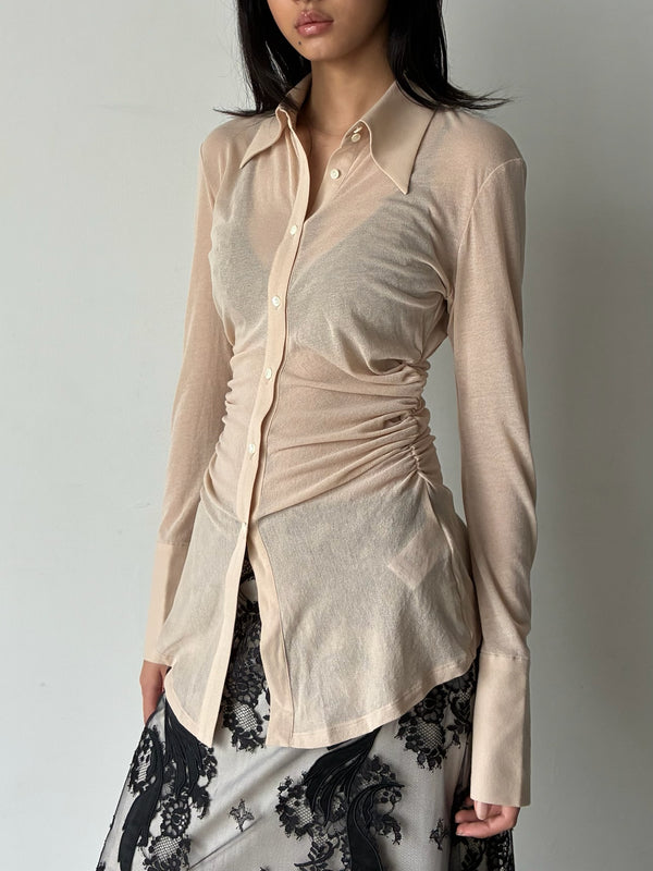 SHEER JERSEY SHIRT BEIGE