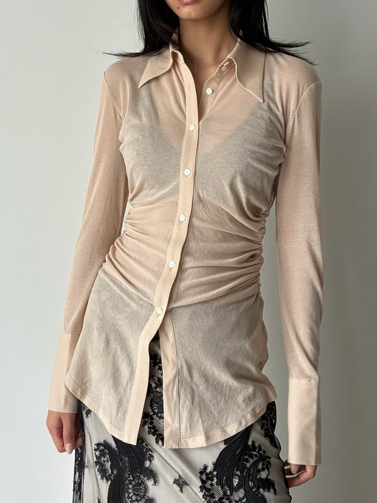SHEER JERSEY SHIRT BEIGE