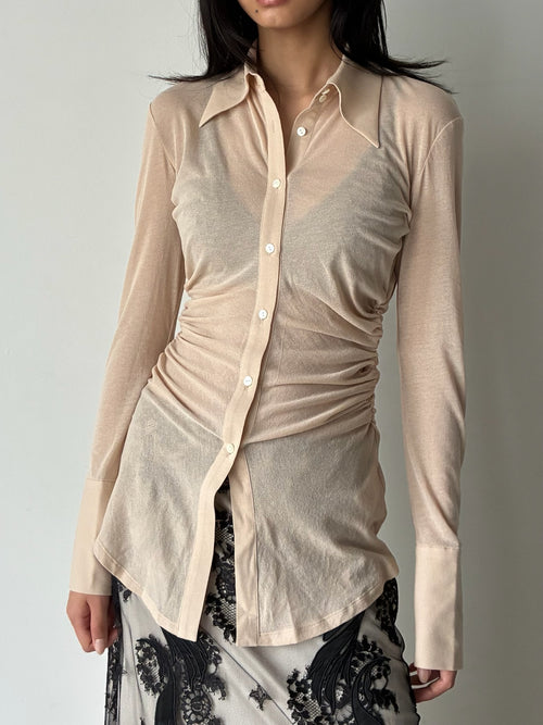 SHEER JERSEY SHIRT BEIGE