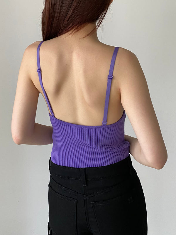 RIB KNIT TANK TOP PURPLE