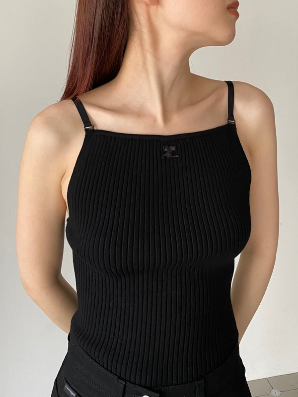 RIB KNIT TANK TOP BLACK