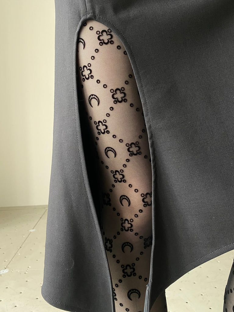 MOONOGRAM MESH FLOCK TIGHTS BLACK