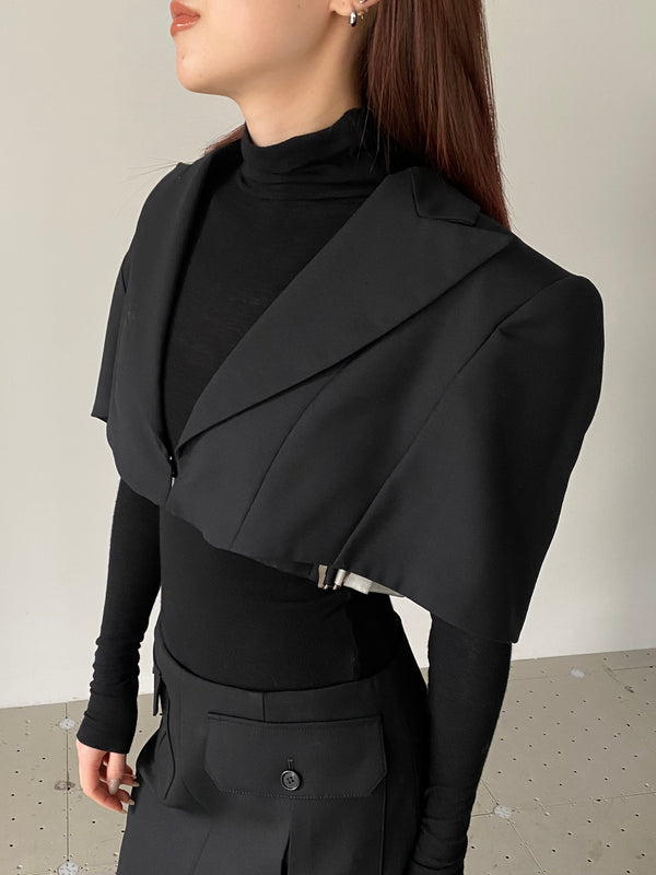 WOOL TAILORED CAPE BLACK