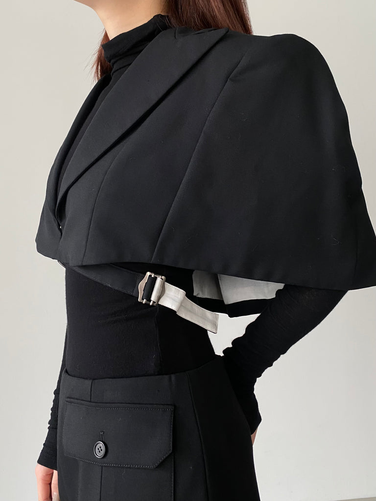 WOOL TAILORED CAPE BLACK