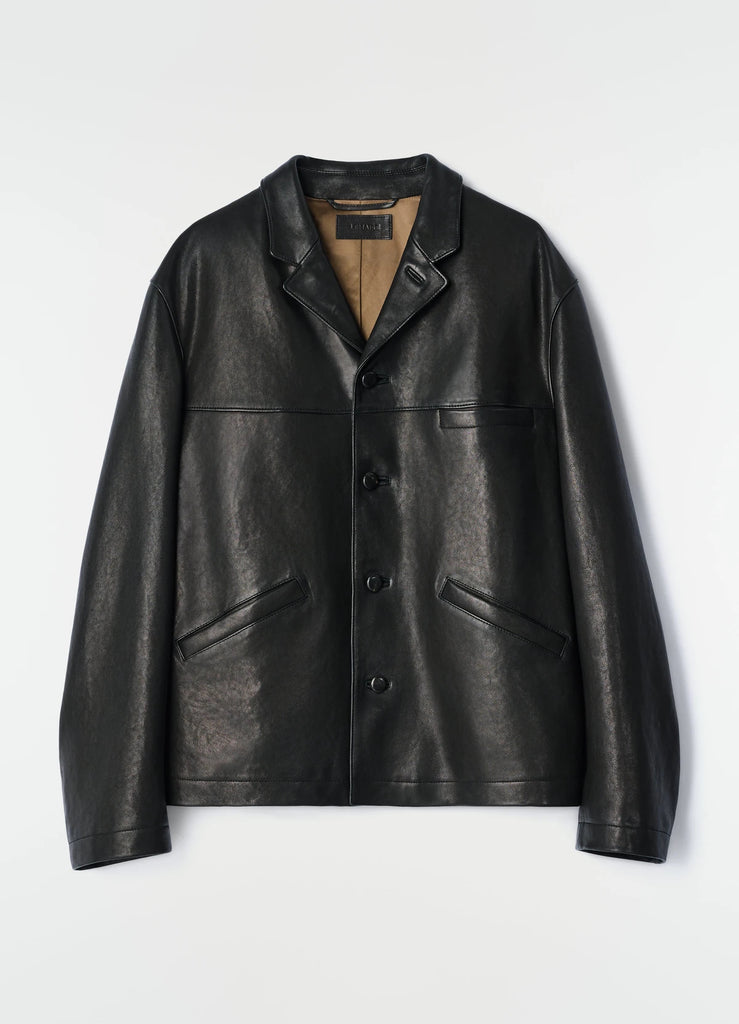 【OW1272 LL0242】LEATHER SINGLE BREASTED JACKET BLACK