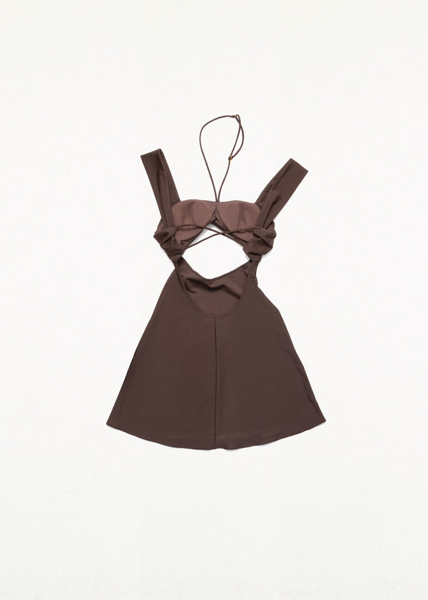 CUT-OUT ONEPIECE SWIMSUIT BROWN