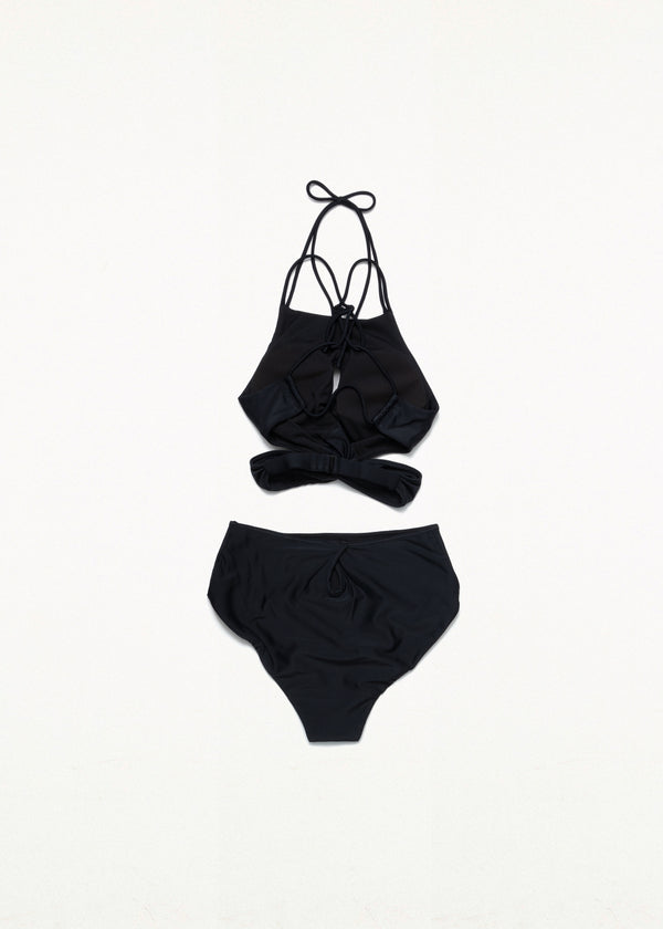 CUT-OUT TWO-PIECE SWIMSUIT BLACK