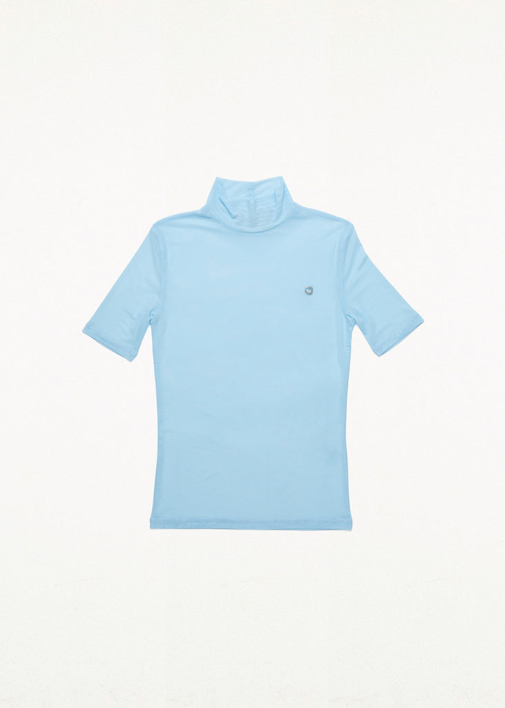 HIGH NECK FITTED TOP LIGHT BLUE