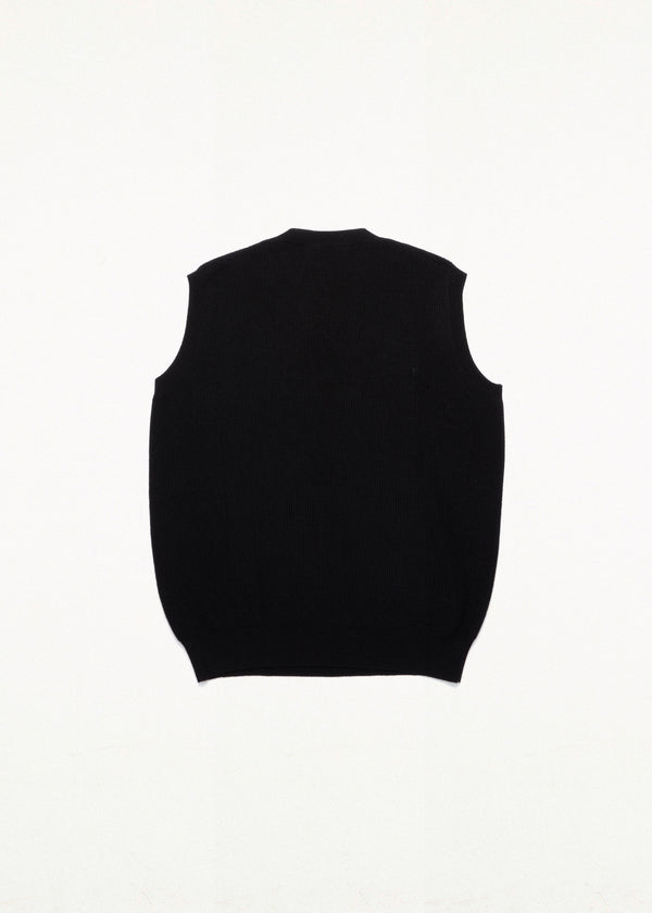 TRIANGLE SLEEVELESS KNITTED SWEATER BLACK