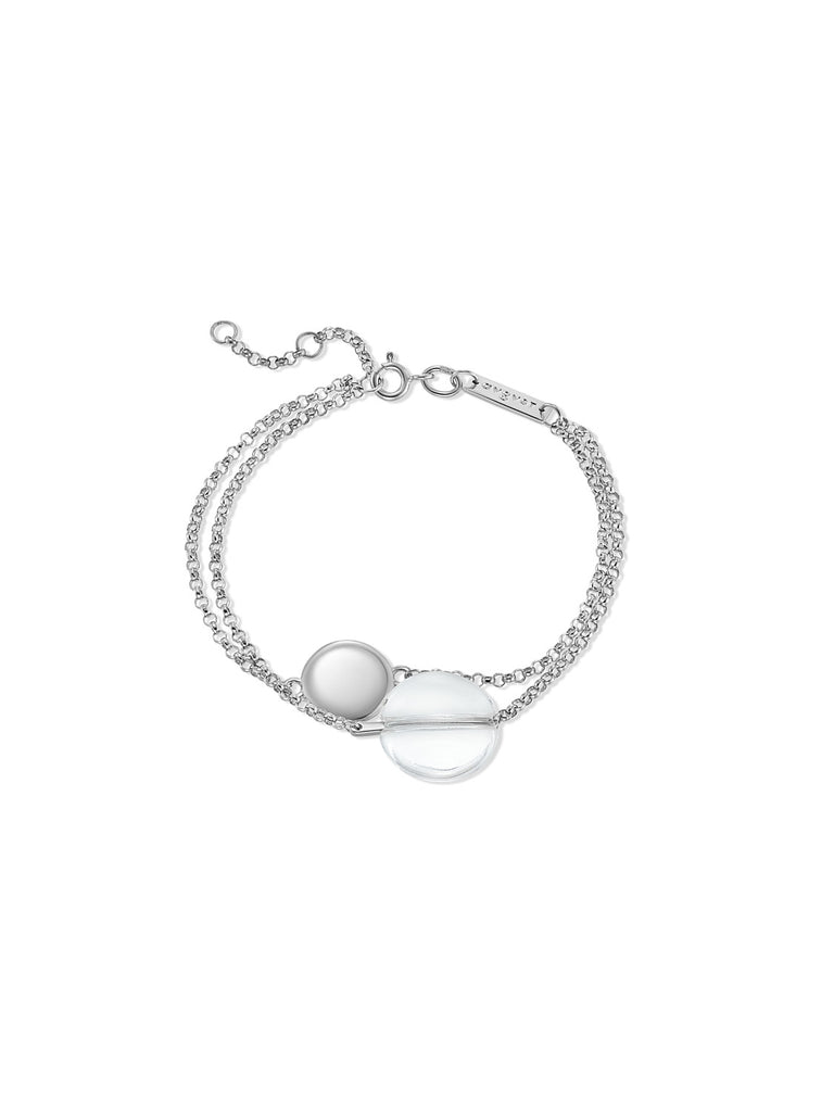 ECLIPSE DUAL LAYER BRACELET WITH ROCK CRYSTAL SILVER
