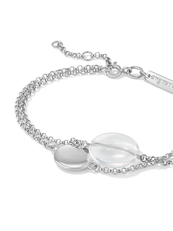 ECLIPSE DUAL LAYER BRACELET WITH ROCK CRYSTAL SILVER