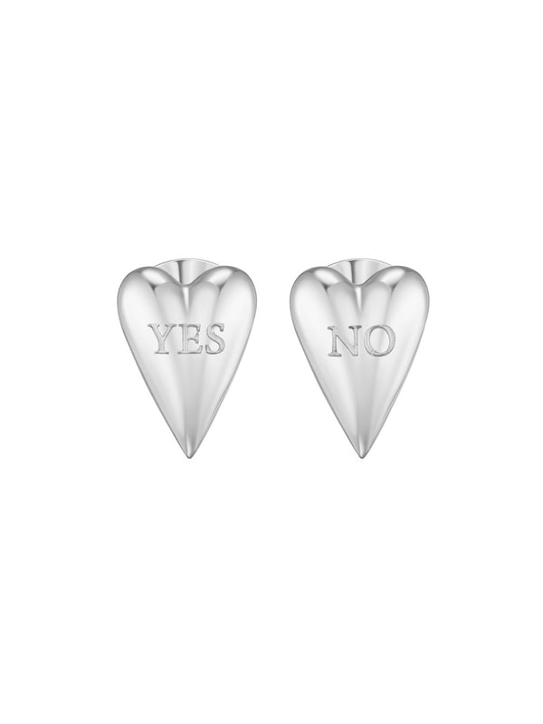 YES-NO HEART STUDS SILVER