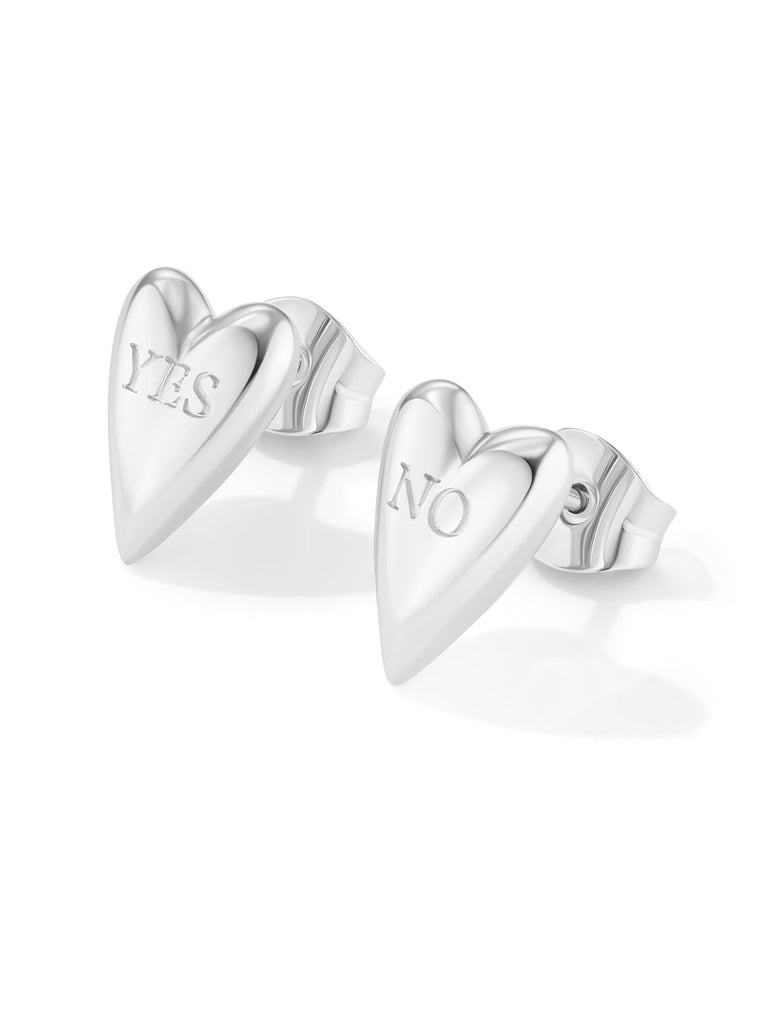 YES-NO HEART STUDS SILVER