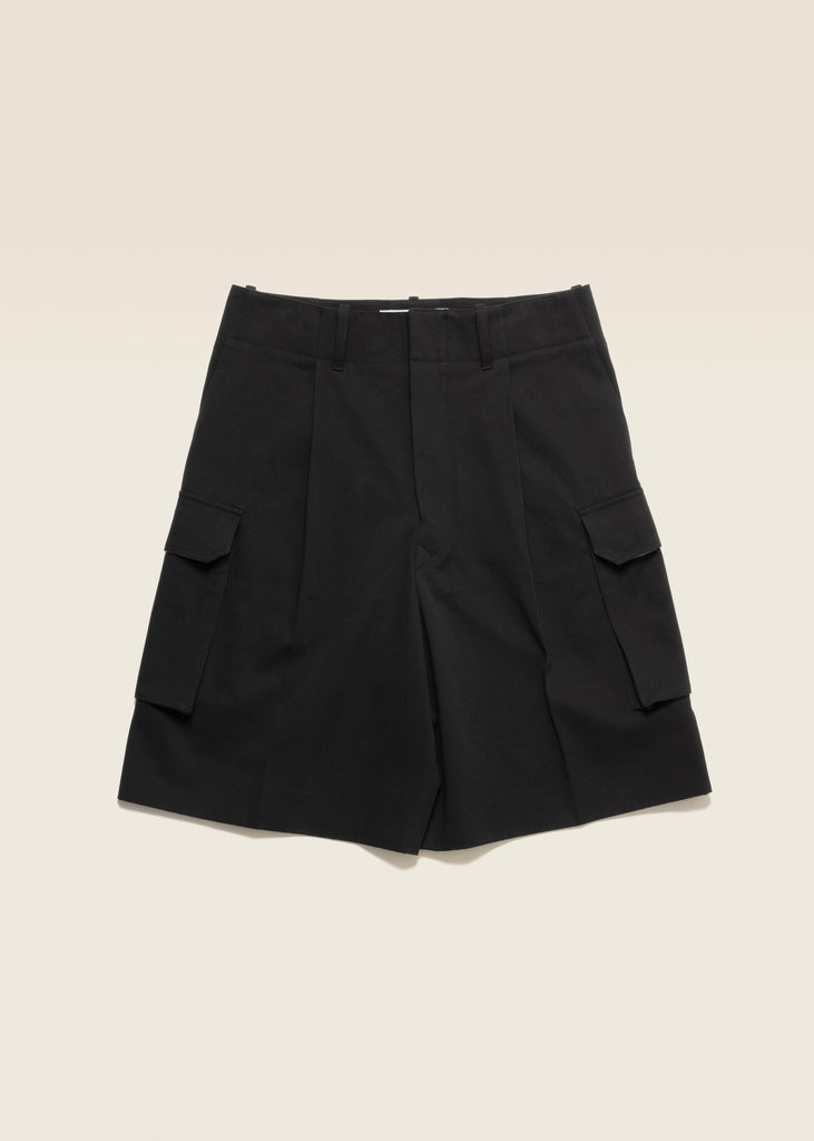 WIDE PLEATED CARGO SHORTS GREY